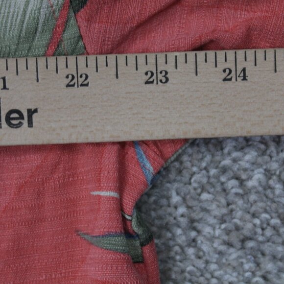 Jamaica Jaxx Camp Shirt Adult Medium Pink Floral Silk Loop Collar S/S Button Up - Picture 11 of 13